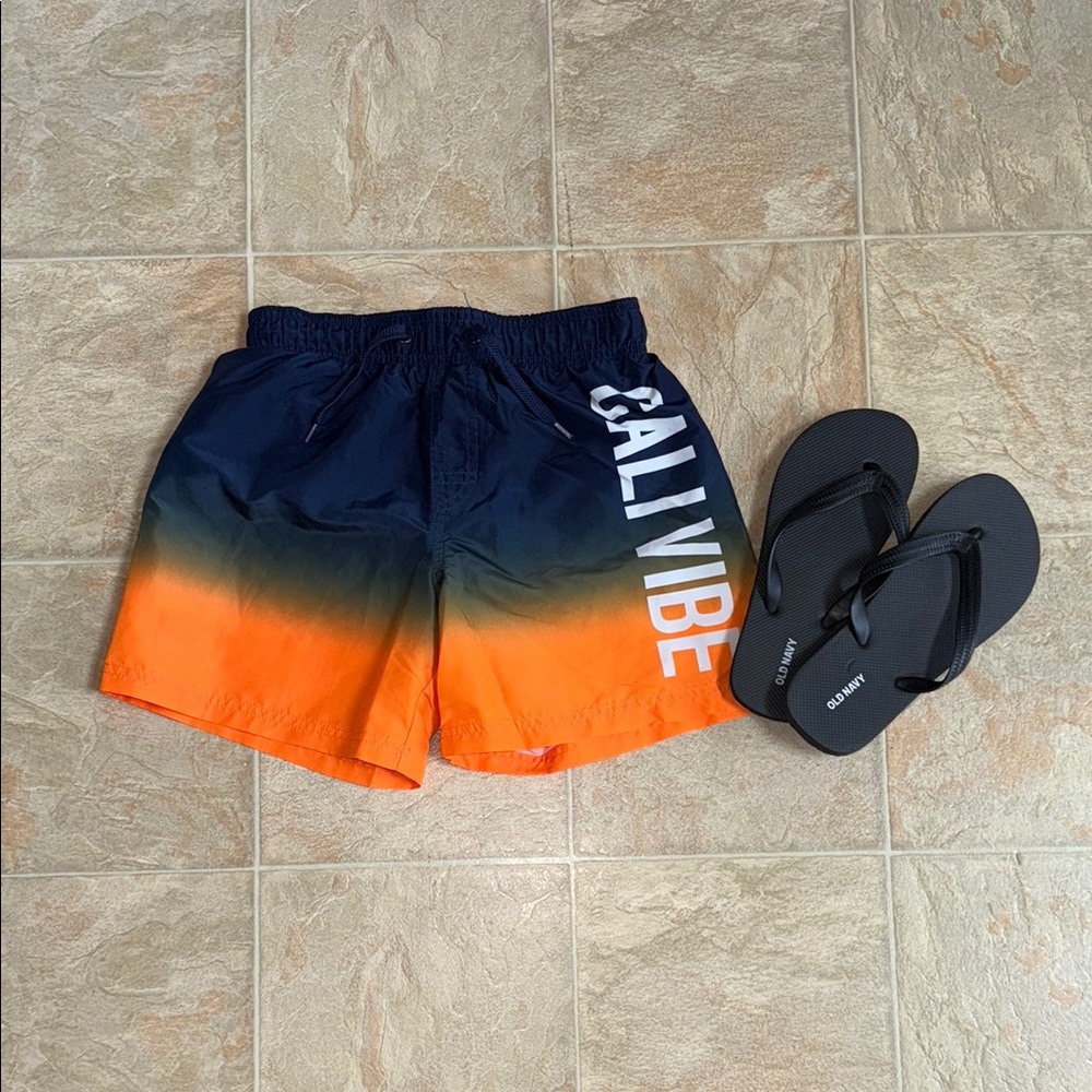Boy’s Orange and Blue Swim Shorts